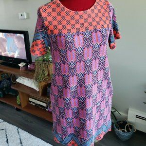 Nosbyn Tribal Print Short Sleeve Midi Dress